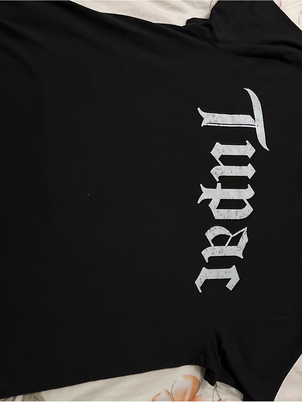 2pac Black Tee with White Logo